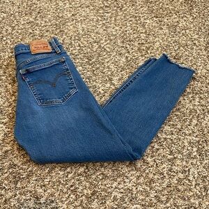 Levis Wedgie Skinny Stretch High Rise Raw Hem Button Fly Jeans 29